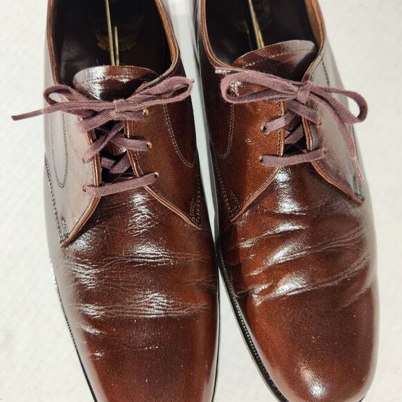 Florsheim Dress Shoes Mens Sz 10.5 C Vtg Derby Brown Lace Up Shoe Trees 625014 - Picture 8 of 13